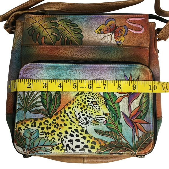 Anuschka NEVER USED Handpainted Leather Slim Travel Organizer Leopard - Picture 5 of 14